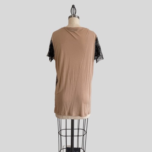 Valentino T-Shirt Couture Top Blush Nude Black Lace - Picture 3 of 7