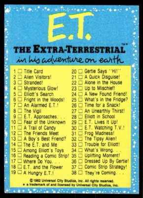 E.T. The Extra Terrestrial 1982 Topps Movie Checklist Card #87 (NM)