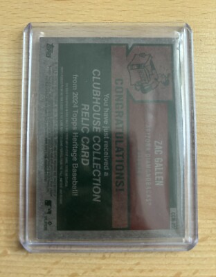 リトグリ 10th Anniversary CELEBRATE&PROMISE Zac Gallen 2024 Topps Heritage Clubhouse Collection Relic game