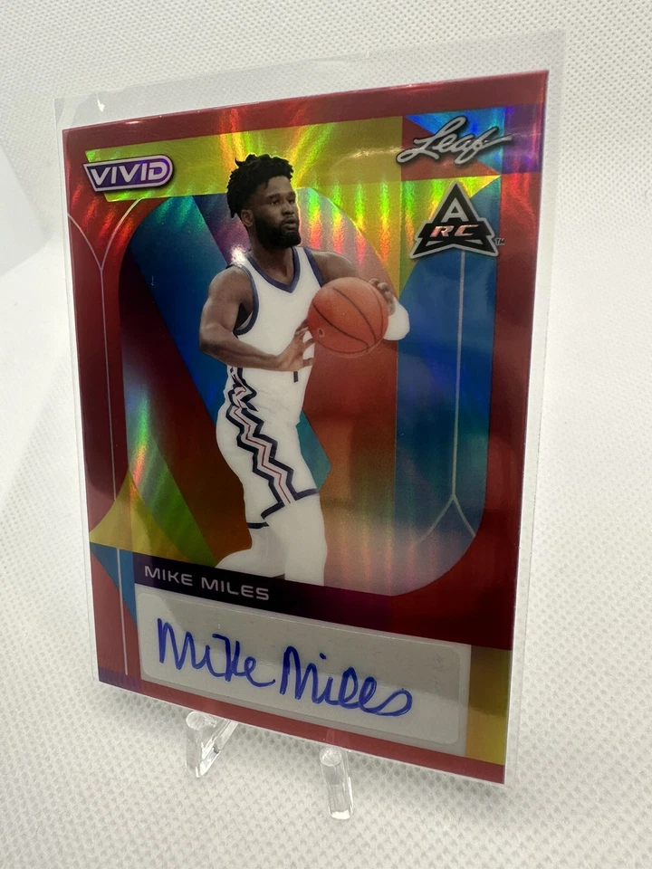 2022-23 Leaf Vivid Mike Miles Red Refractor Rookie Auto /35 - Image 2 of 4