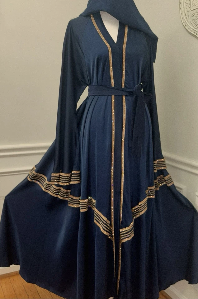 Шикарный Дубай абайя синий и золотой с Hijan новая коллекция - Изображение 2 из 2
