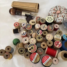 Vtg Thread Lot  40+ J & P  SF Silk, Coats, Clarks, Star, Belding, Wooden Spools