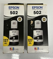 EPSON 502 Ink Bottle X2 Exp 2023  127ml  Black - Genuine Sealed 