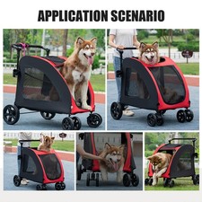 XXL Pet Stroller Premium Foldable 4 Wheels Dog Cat Jogger Stroller Lockable