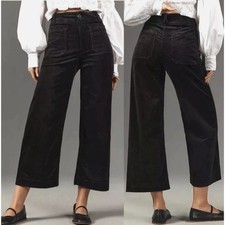 Anthropologie Maeve Pants Womens 28 Colette Corduroy Cropped Wide Leg Black