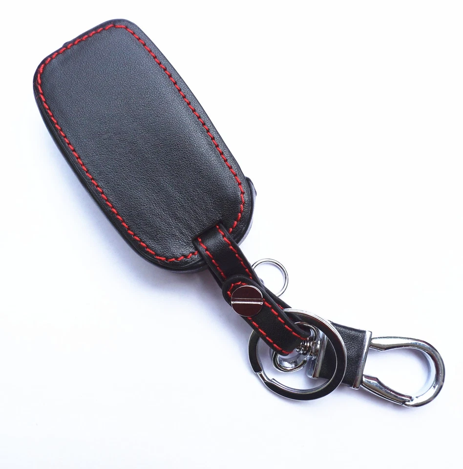 Black Leather Smart Flip Key Chain Cover Case Fob For SKODA Volkswagen 3 Buttons - Image 4 of 4