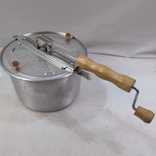 Genuine Whirley Pop Stovetop Popcorn Popper Hand Crank Wabash Valley Farms Vtg