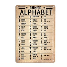 Phonetic Alphabet Poster Sign with Morse 7.87 x 5.91 inches, Wooden