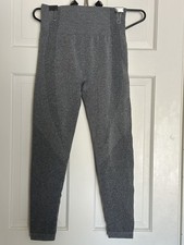 Women's Gray High Rise Seamless Ankle Leggings Stretch Knit Size M