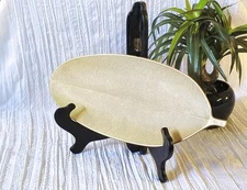 Bahamas Leaf Shaped Matte Gold Decorative Plate Serving Party Tray Hard Plastic