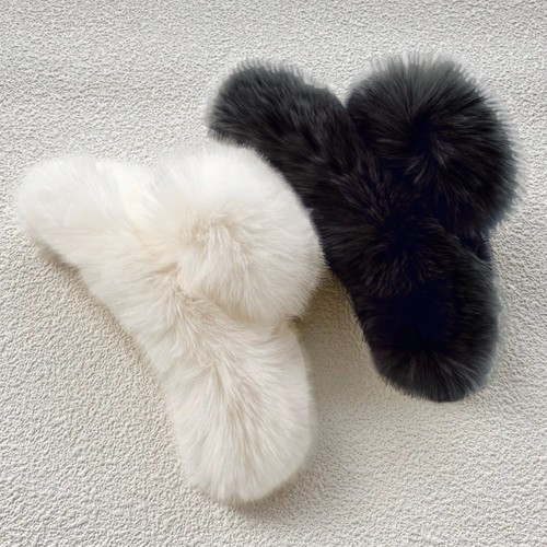 5” Large Faux Fur Hair Claw Clip Winter Fluffy Nonslip Hold Big Jaw Clamp Black - Picture 4 of 7