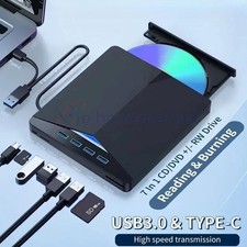 7-in-1 Slim External CD DVD Drive USB 3.0 Reader Writer Burner Player For Laptop