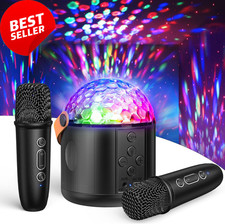 Karaoke Machine w/ LED Lights Bluetooth Speaker 2 Wireless Mics Party Gift Set