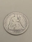 1857 Seated Liberty Silver Quarter 25c