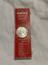 1922 Peace Dollar — Uncirculated — Vintage American Savings & Loan Holder