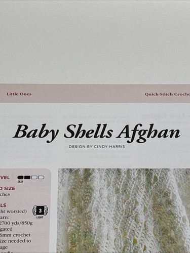 Conchiglie bambino afgano modello uncinetto pagina da libro - Foto 2 di 3