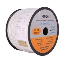250FT White SPT-2 Zip Cord Wire 18/2 Extension Electrical Cable, UL Listed 18...