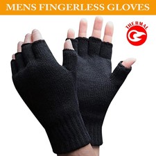Thermal Gloves Mens Winter Warm Fingerless Fleece Lined Stretch Mittens
