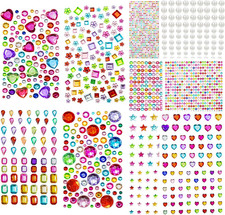 2774PCS Gem Stickers, Self Adhesive Gems for Crafts, Acrylic Bling Heart Sticker