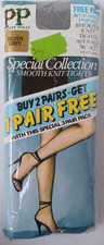 Pretty Polly Rare 80s Vintage Smooth Knit Silver Grey 3 Pair Pack Tights to 42"