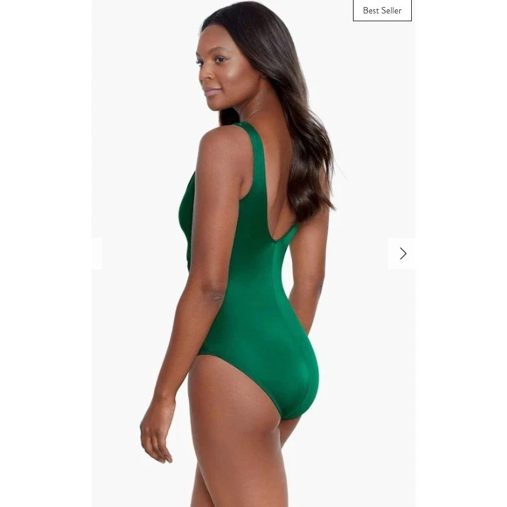 Купальник цельный женский Miraclesuit Avra размер 14 зеленый собранный в рюш контроль живота - Изображение 4 из 4