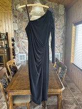 Guess One Sleeve Midi Black Dress Size 8