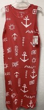 Exist Tank Dress 100% Cotton Sleeveless Red Fish Beach Size Small thru X-LARGE