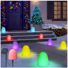 Charming 6'' Solar Gumdrop Lights - 12 Colorful LED Pathway Decor for Christmas
