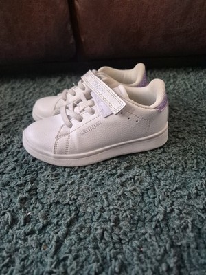Kappa Girl's White Sneakers Purple Glitter Size 9.5 Hook Loop