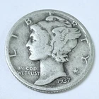 1937 MERCURY DIME *90% SILVER, CIRCULATED US COIN #6555