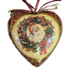Decorazione albero di Natale vintage vittoriano Babbo Natale cartapesta cuore decoupage