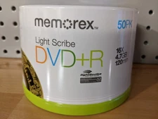 Memorex LightScribe DVD+R 50 Pack Spindle (16X 4.7GB 120 Min) NEW/SEALED
