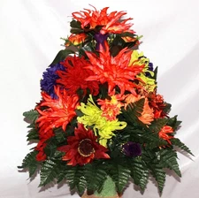 XL Handcrafted 360 Degree Fall Mixture Cemetery Vase Flower Arrangement-Orange