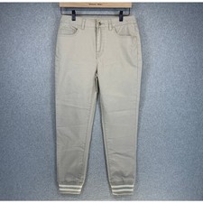 DG2 By Diane Gilman Pants Women Size 6 Ramie Blend Elastic Ankle Stretch Ankle