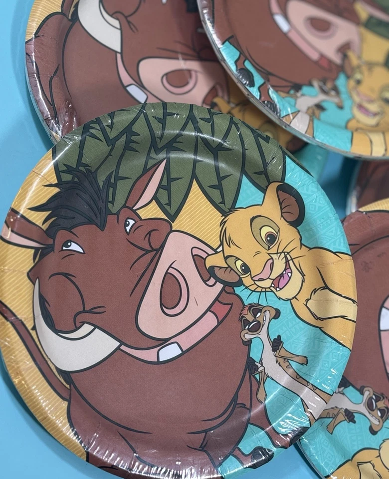 Platos de papel vintage Rey León decoraciones fiesta cumpleaños Disney años 90 sellados 8ct Foto 3 de 3