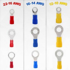 Vinyl Ring Terminals 22 16 14 10 AWG Crimp Connector Power Car Audio Ground