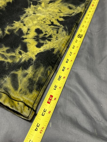 Robins Jeans Mens Jeans 44 Yellow Black Studded Tye Dye Distressed Gold Designer - Picture 12 of 14