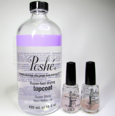 Poshe Super Fast Drying Top Coat 16 fl oz + 2 bottles 0.5 oz Free
