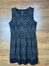 En Focus Women Sheath Dress Stretch Sleeveless Sz 14W Black/Gray