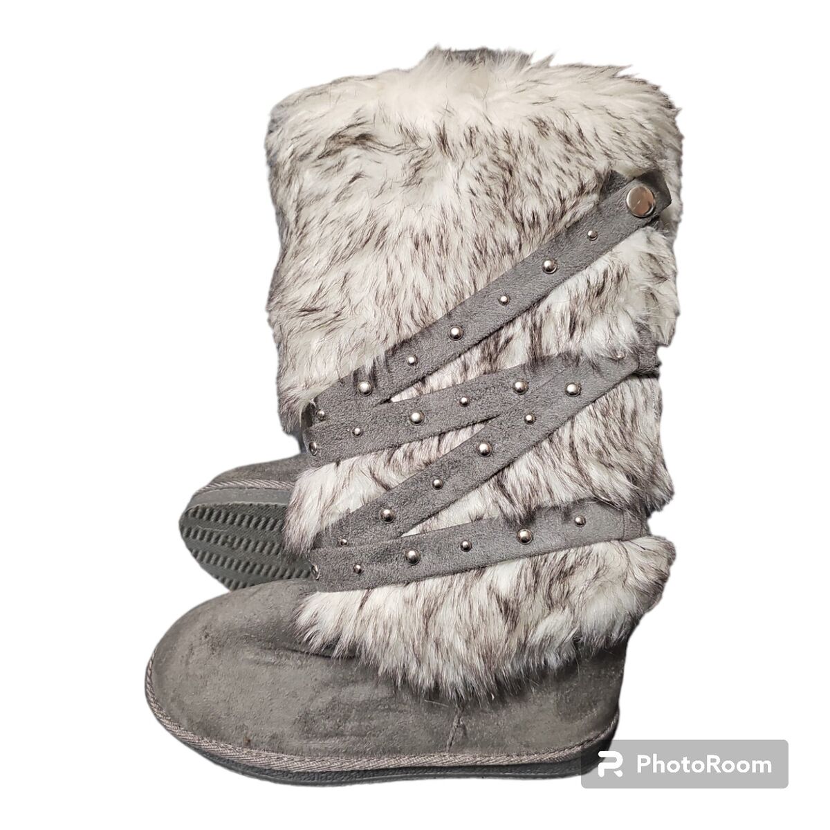 Just Fab Grand Forks Studded Fuzzie Tall Faux Fur Winter Just Fab Grand Forks Studded Fuzzie Tall Faux Fur Winter