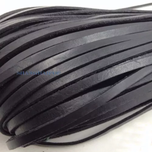 Cordón de cuerda plano de cuero genuino de 10 metros para pulsera collar correa hágalo usted mismo 3 mm-10 mm - Imagen 1 de 19