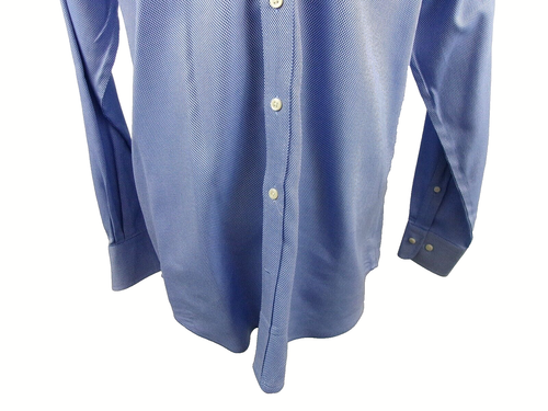 Peter Millar Nanoluxe Blue Shirt Mens Large Button Down Collar Long Sleeve Dress - Picture 8 of 8