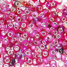 100PCS Pink European Large Hole Assorted Beads Bulk for Jewelry Making Big Hole