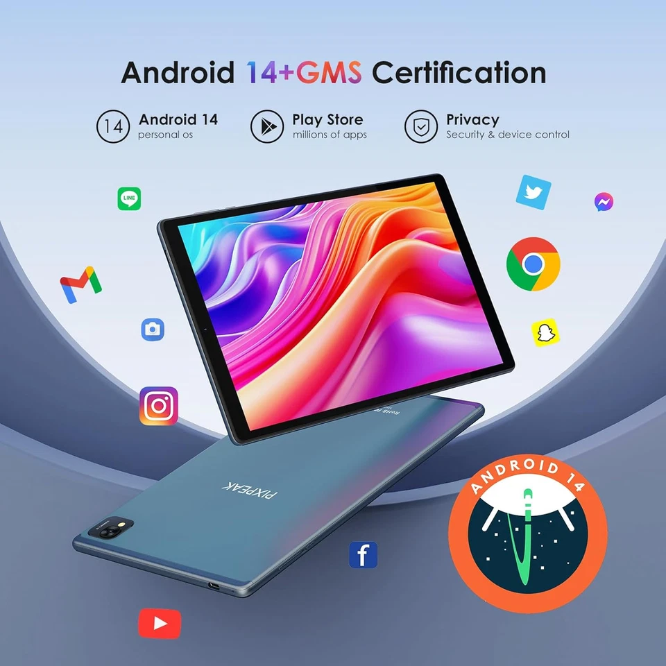 Tablet 10" 4G Lte E 5G Wifi, Android 14.0 Octa-Core 2.0Ghz 36GB RAM Tastiera ecc - Immagine 3 di 4