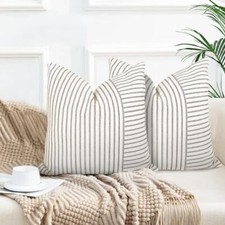 Farmhouse Pillow Covers 20x20, Modern Accent Square Throw Pillow Covers Set of