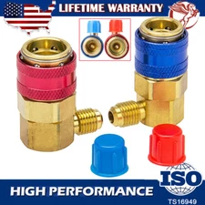 2 Quick Connector Adapter Conversion Coupler Auto A/C Manifold Gauge Low/High AC