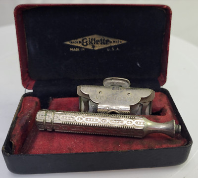 Gillette Ever Ready Safety Razor Vintage Antique Silver USA Made In Original Box