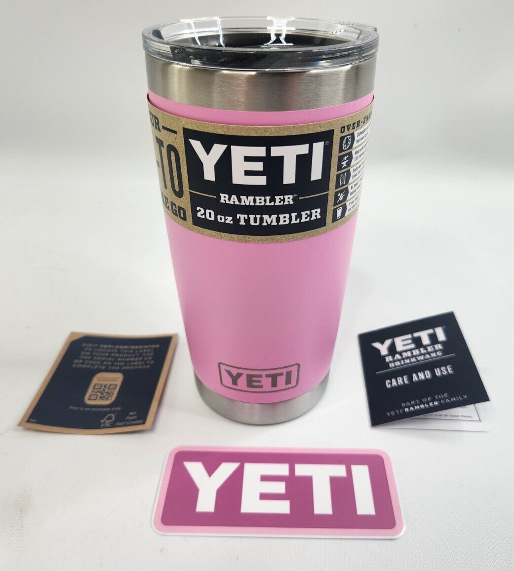 Yeti Power Pink 20oz Tumbler Rambler w/ Sticker - Magslider Lid