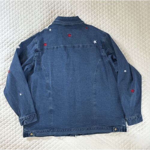 Quacker Factory Denim Jacket Women’s 1X Womens Stars Patriotic 4th Of July - Picture 17 of 17