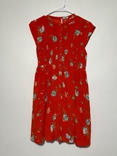 Free People Women Size S Orange Floral Smocked Button Greatest Day Mini Dress